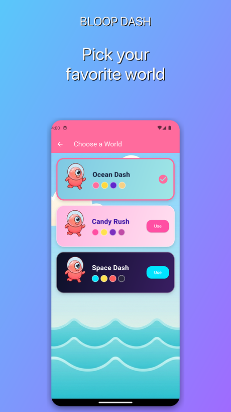 Bloop Dash world picker